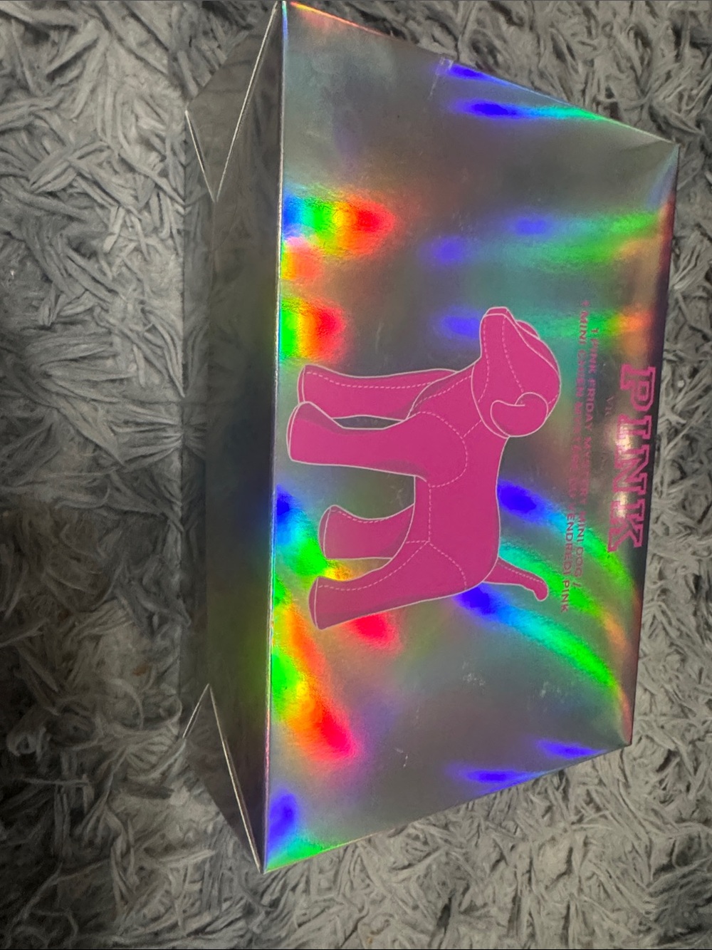 PINK Victoria's Secret Holographic Box with Pink Dog Logo